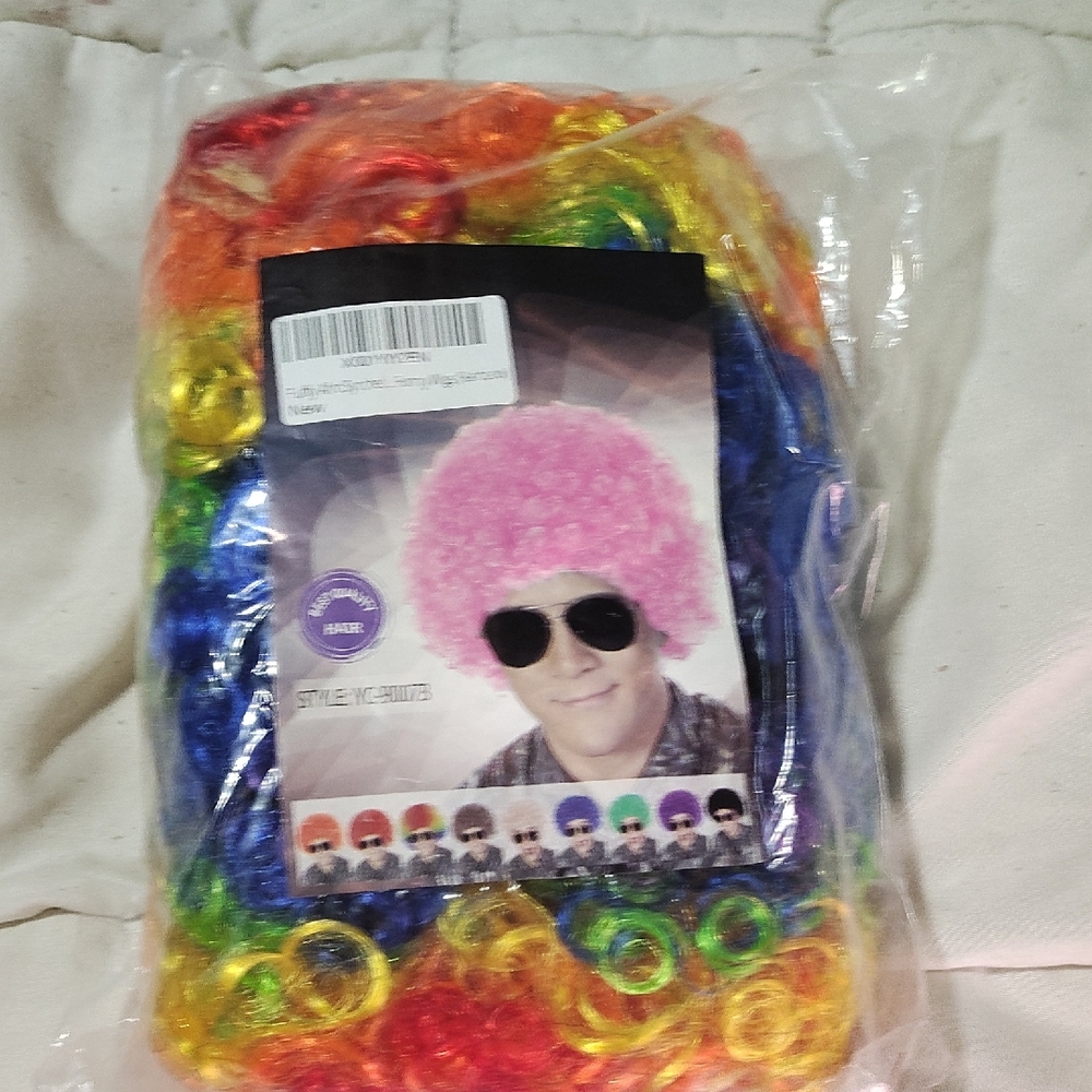 Rainbow Curly Afro Costume Wig - Multicolor
